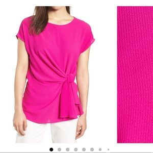 Gibson Bright Pink Tie Front Blouse